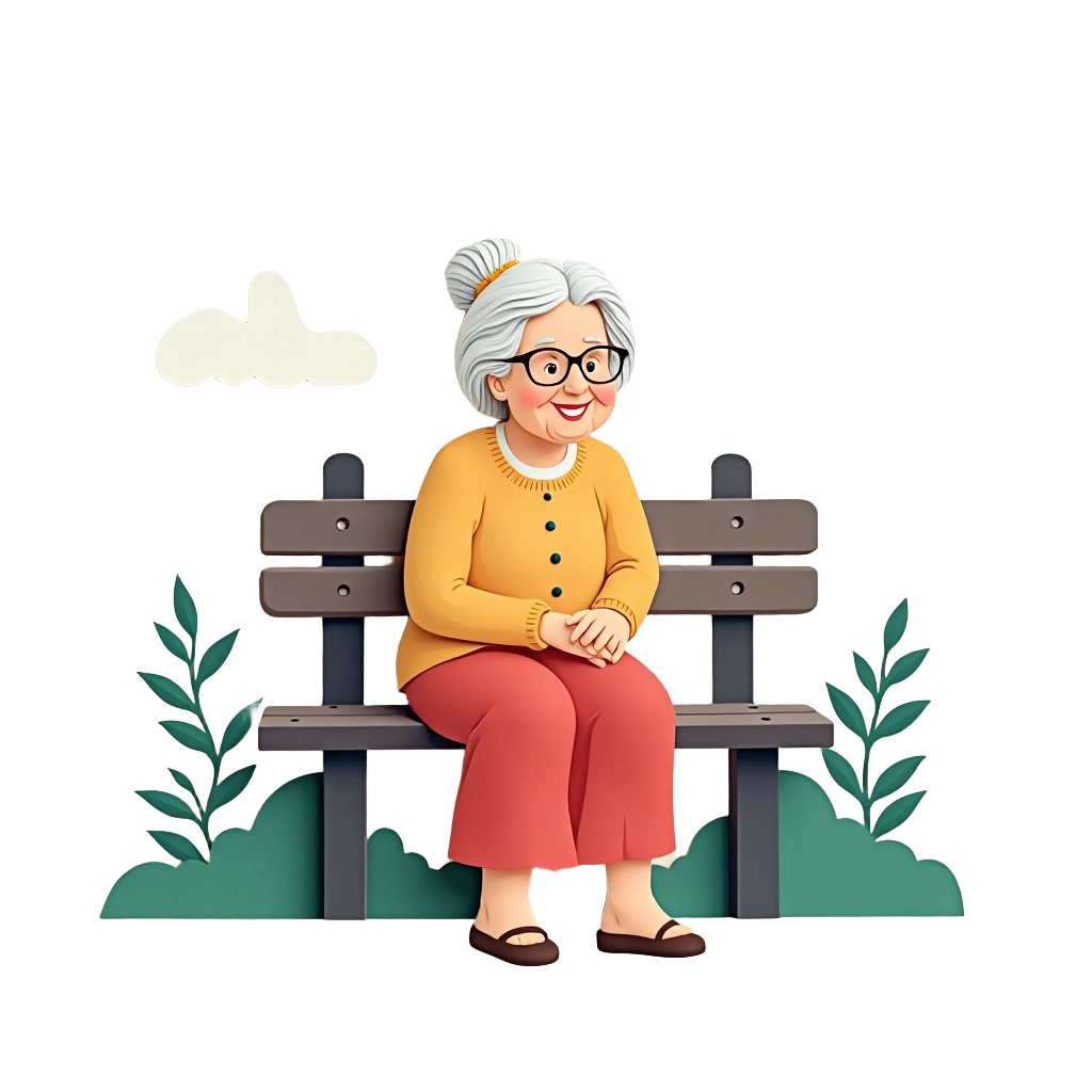 Elderly Woman on Bench